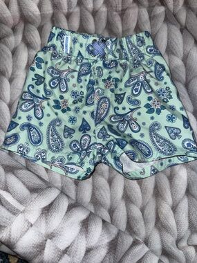 Boys Paisley Print Swim Shorts - Mint Blue